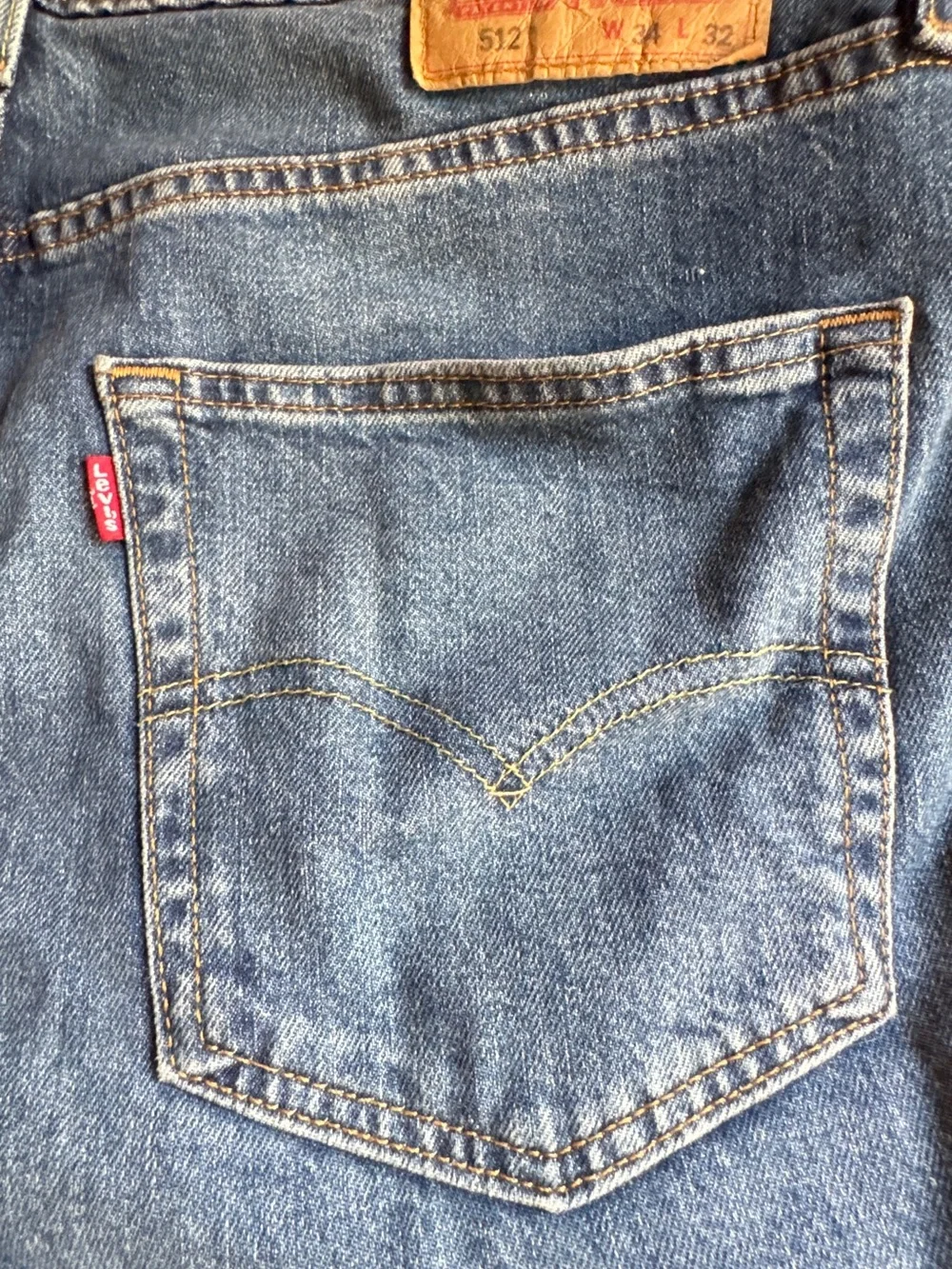 Levi's Men's Slim Straight Jeans - Blue with Tan Patch